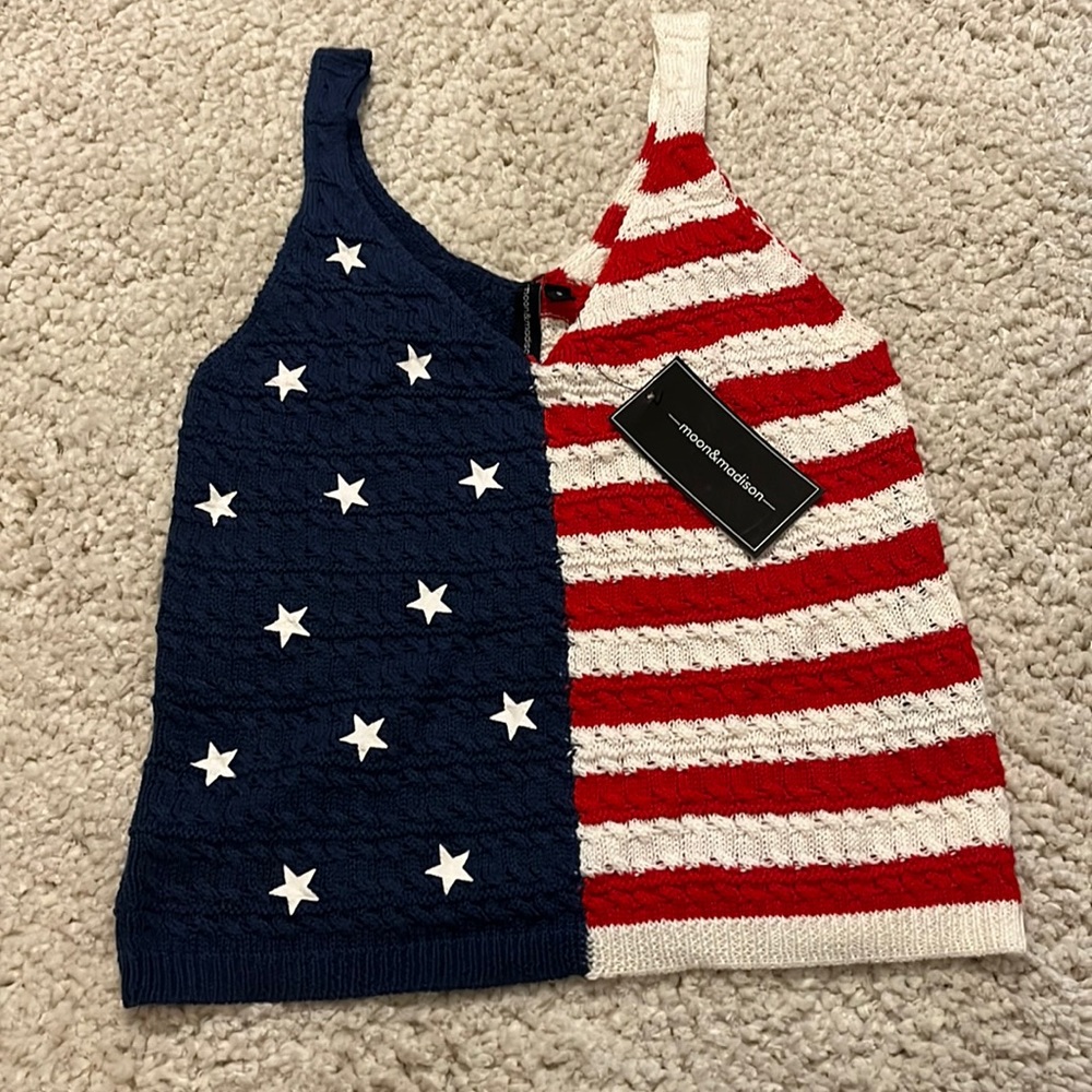 American Flag knitted tank top